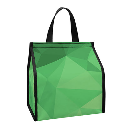 Green Polygonal Geometric Print Insulated Lunch Tote