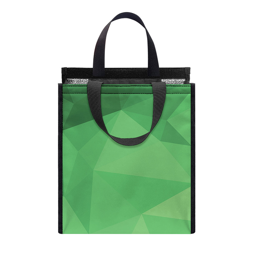 Green Polygonal Geometric Print Insulated Lunch Tote
