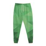 Green Polygonal Geometric Print Jogger Pants