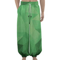 Green Polygonal Geometric Print Lantern Pants