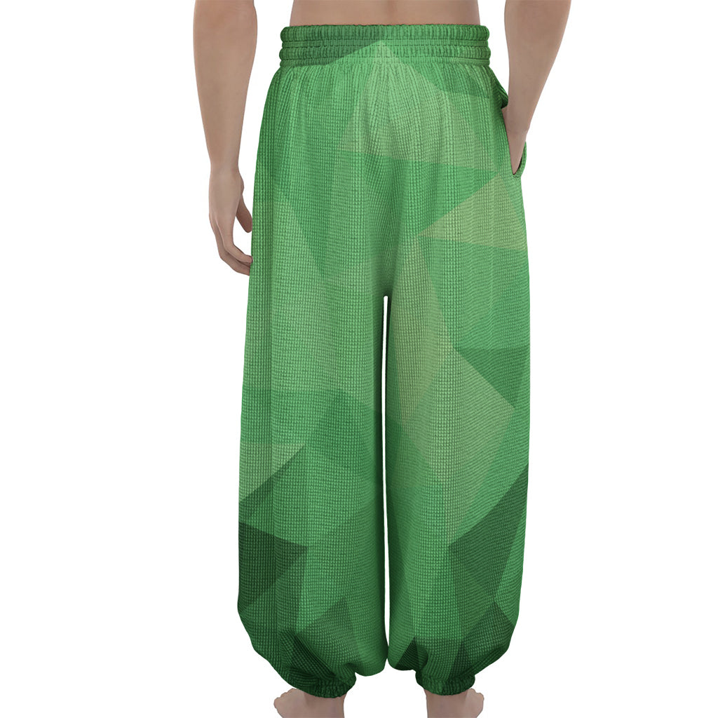 Green Polygonal Geometric Print Lantern Pants