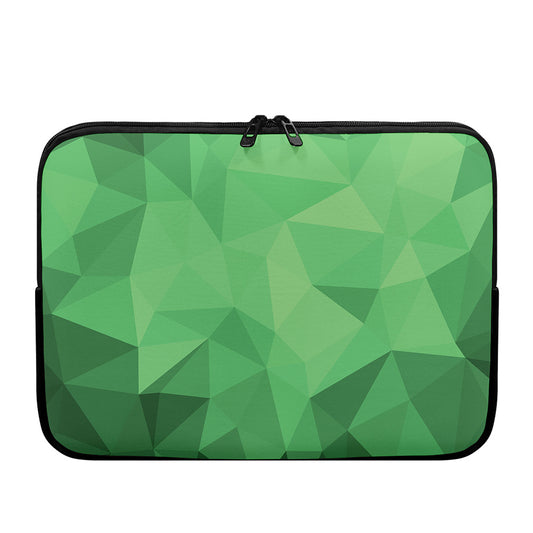 Green Polygonal Geometric Print Laptop Sleeve