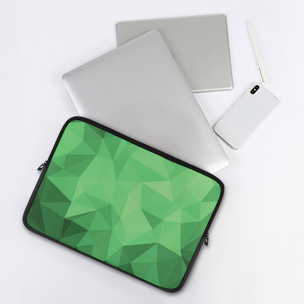 Green Polygonal Geometric Print Laptop Sleeve
