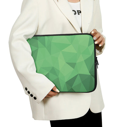 Green Polygonal Geometric Print Laptop Sleeve