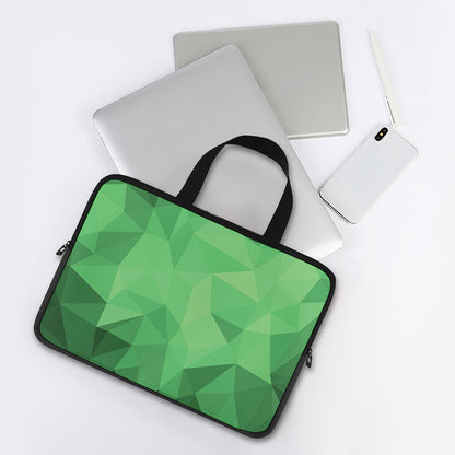 Green Polygonal Geometric Print Laptop Sleeve With Handle