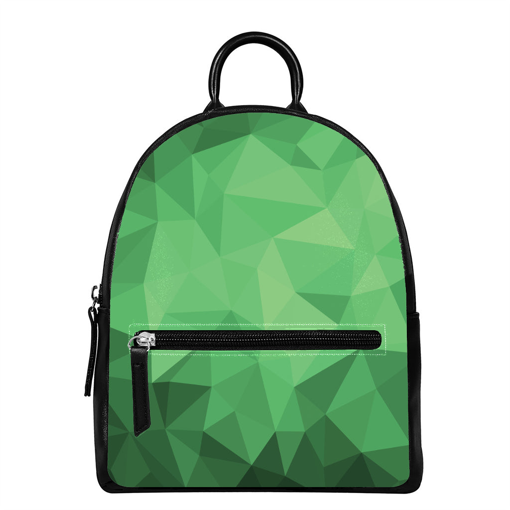Green Polygonal Geometric Print Leather Backpack