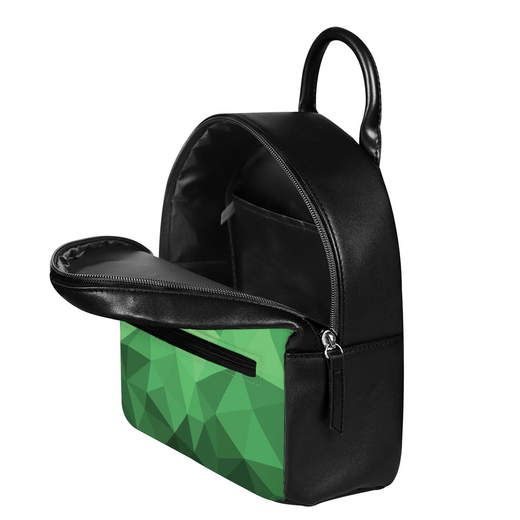 Green Polygonal Geometric Print Leather Backpack
