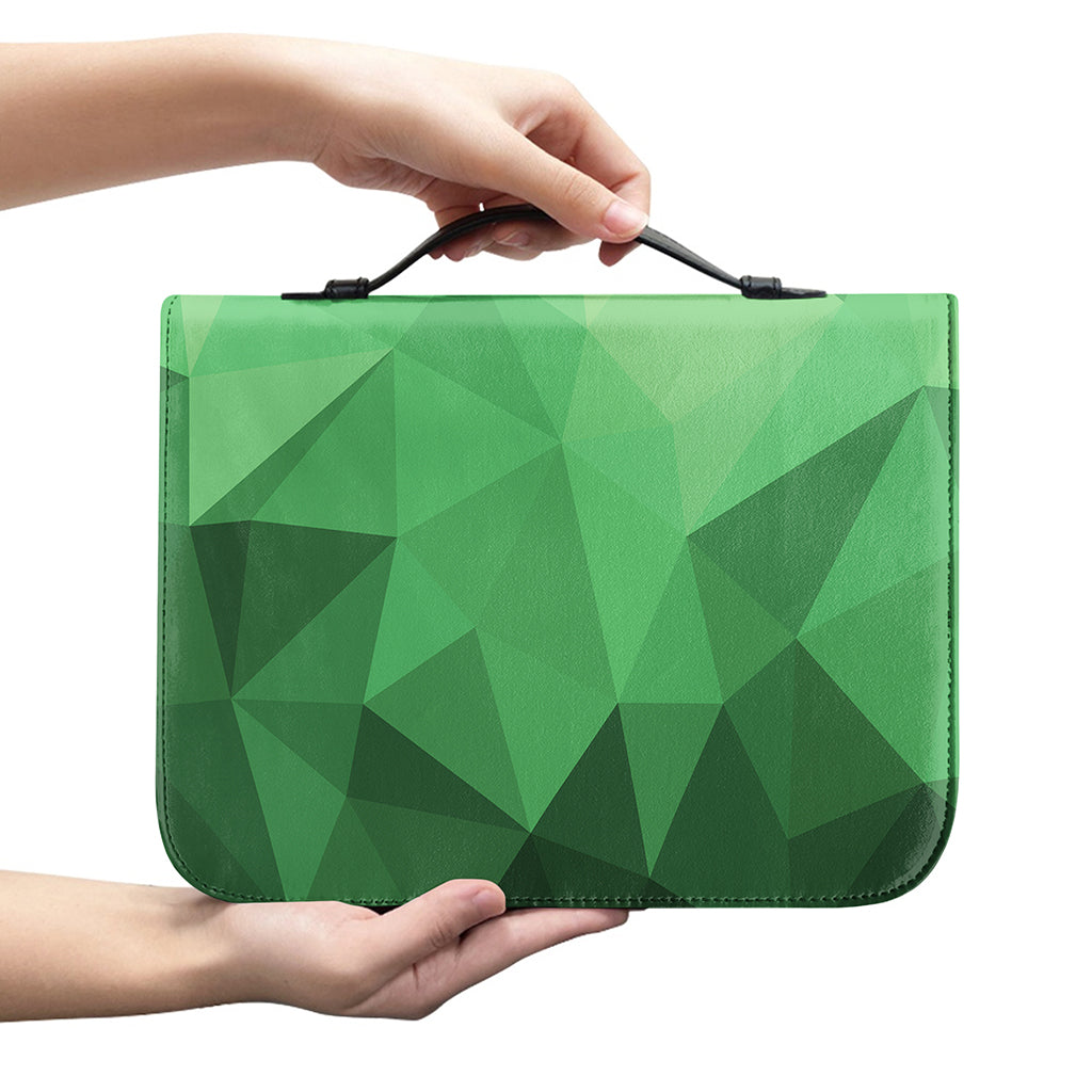 Green Polygonal Geometric Print Leather Bible Cover
