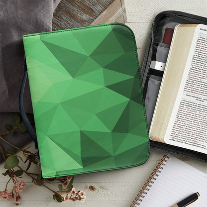 Green Polygonal Geometric Print Leather Bible Cover