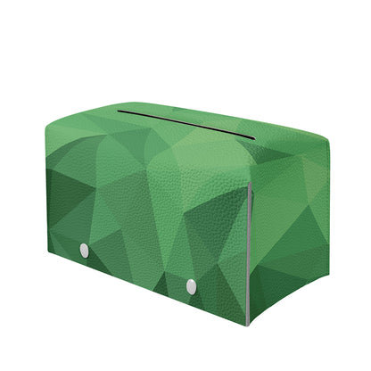 Green Polygonal Geometric Print Leather Tissue Box Cover