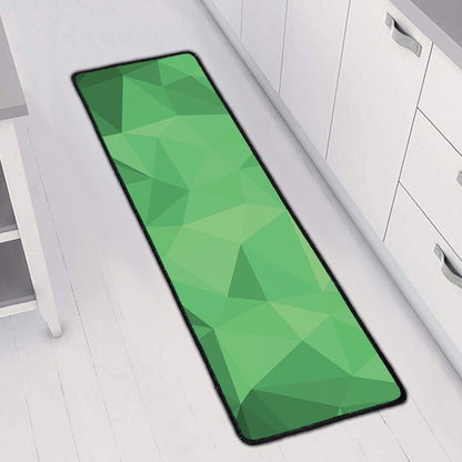 Green Polygonal Geometric Print Long Kitchen Mat
