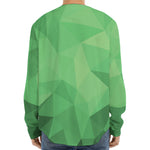 Green Polygonal Geometric Print Long Sleeve Baseball Jersey