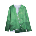 Green Polygonal Geometric Print Long Sleeve Short Coat