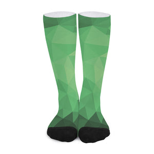 Green Polygonal Geometric Print Long Socks