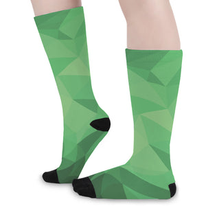 Green Polygonal Geometric Print Long Socks