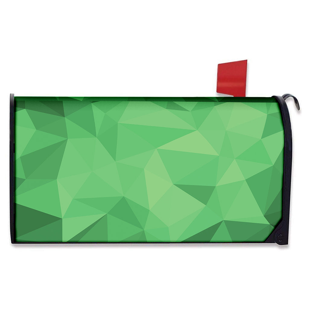 Green Polygonal Geometric Print Mailbox Cover