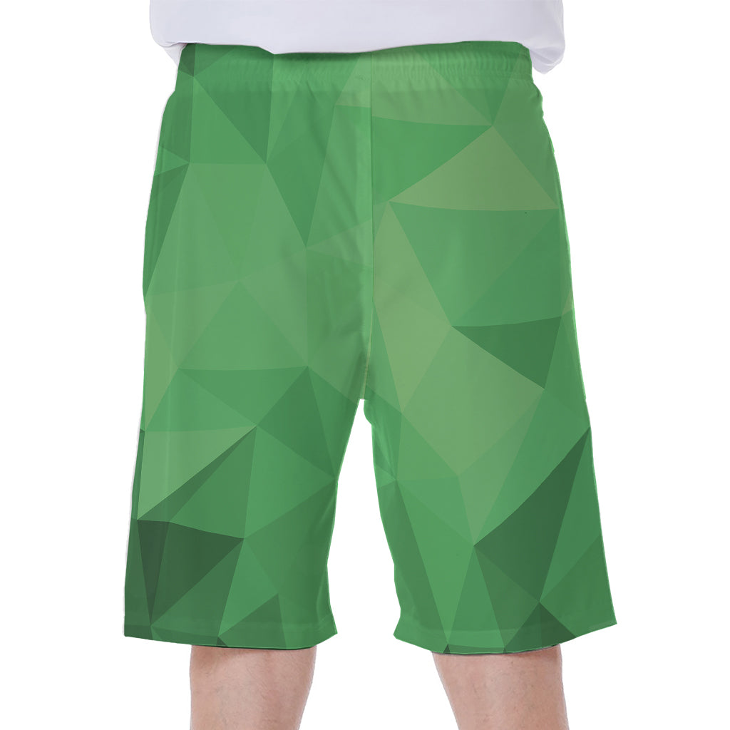 Green Polygonal Geometric Print Men's Beach Shorts