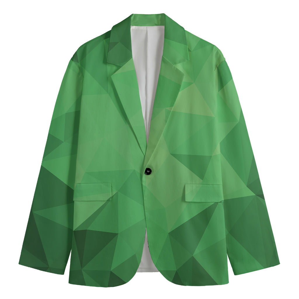 Green Polygonal Geometric Print Men's Blazer