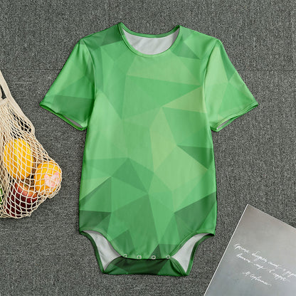 Green Polygonal Geometric Print Men's Bodysuit