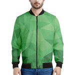 Green Polygonal Geometric Print Men's Bomber Jacket