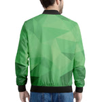 Green Polygonal Geometric Print Men's Bomber Jacket