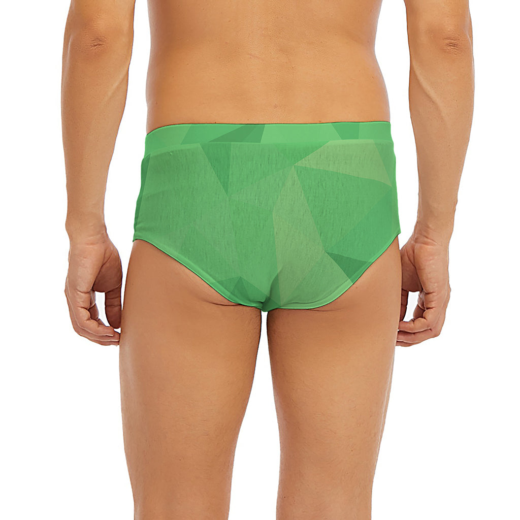 Green Polygonal Geometric Print Men's Briefs