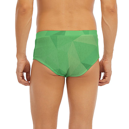 Green Polygonal Geometric Print Men's Briefs