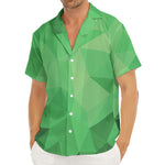 Green Polygonal Geometric Print Men's Deep V-Neck Shirt