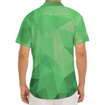 Green Polygonal Geometric Print Men's Deep V-Neck Shirt