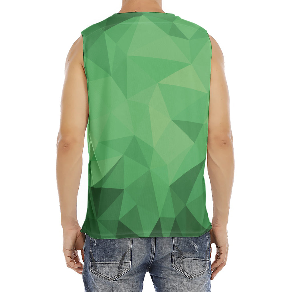 Green Polygonal Geometric Print Men's Fitness Tank Top