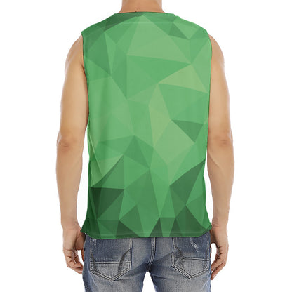 Green Polygonal Geometric Print Men's Fitness Tank Top