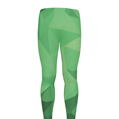 Green Polygonal Geometric Print Men's leggings