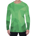 Green Polygonal Geometric Print Men's Long Sleeve T-Shirt