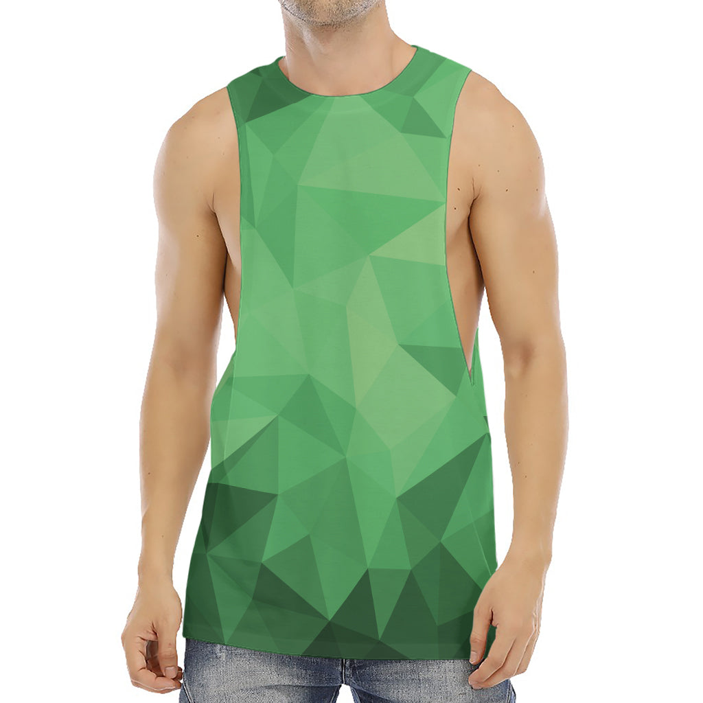 Green Polygonal Geometric Print Men's Muscle Tank Top