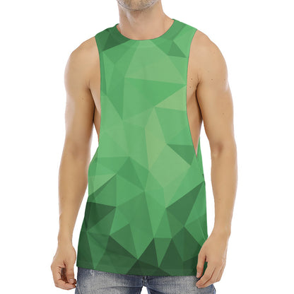 Green Polygonal Geometric Print Men's Muscle Tank Top