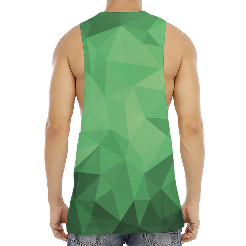 Green Polygonal Geometric Print Men's Muscle Tank Top