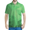 Green Polygonal Geometric Print Men's Polo Shirt