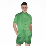Green Polygonal Geometric Print Men's Rompers