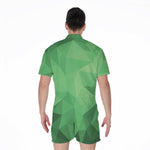 Green Polygonal Geometric Print Men's Rompers