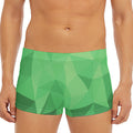 Green Polygonal Geometric Print Men's Short Boxer Briefs