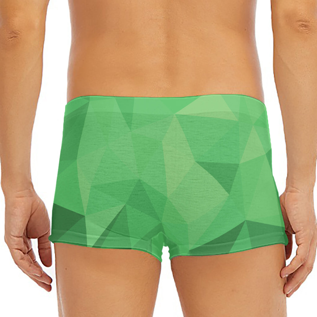 Green Polygonal Geometric Print Men's Short Boxer Briefs