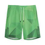 Green Polygonal Geometric Print Men's Sports Shorts