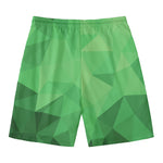 Green Polygonal Geometric Print Men's Swim Trunks