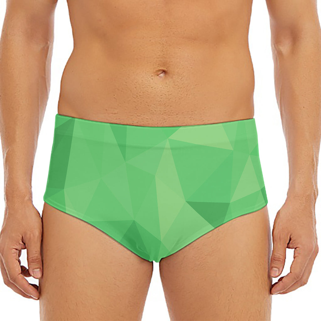 Green Polygonal Geometric Print Men's Triangle Swim Briefs