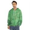 Green Polygonal Geometric Print Men's Velvet Pullover Hoodie