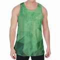Green Polygonal Geometric Print Men's Velvet Tank Top
