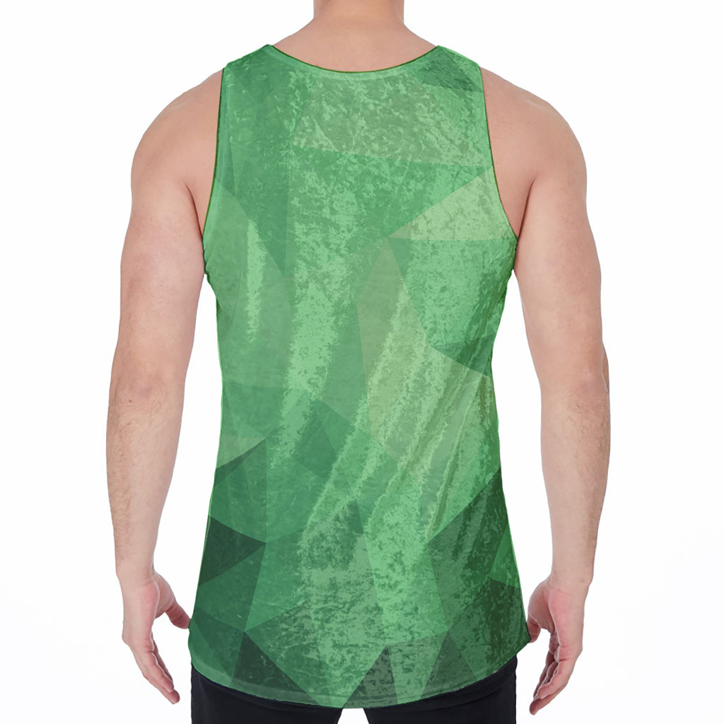Green Polygonal Geometric Print Men's Velvet Tank Top