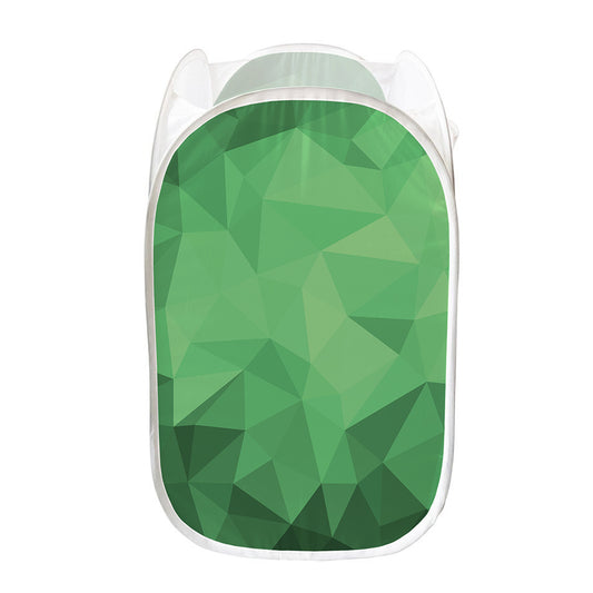 Green Polygonal Geometric Print Mesh Laundry Hamper