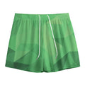 Green Polygonal Geometric Print Mesh Shorts