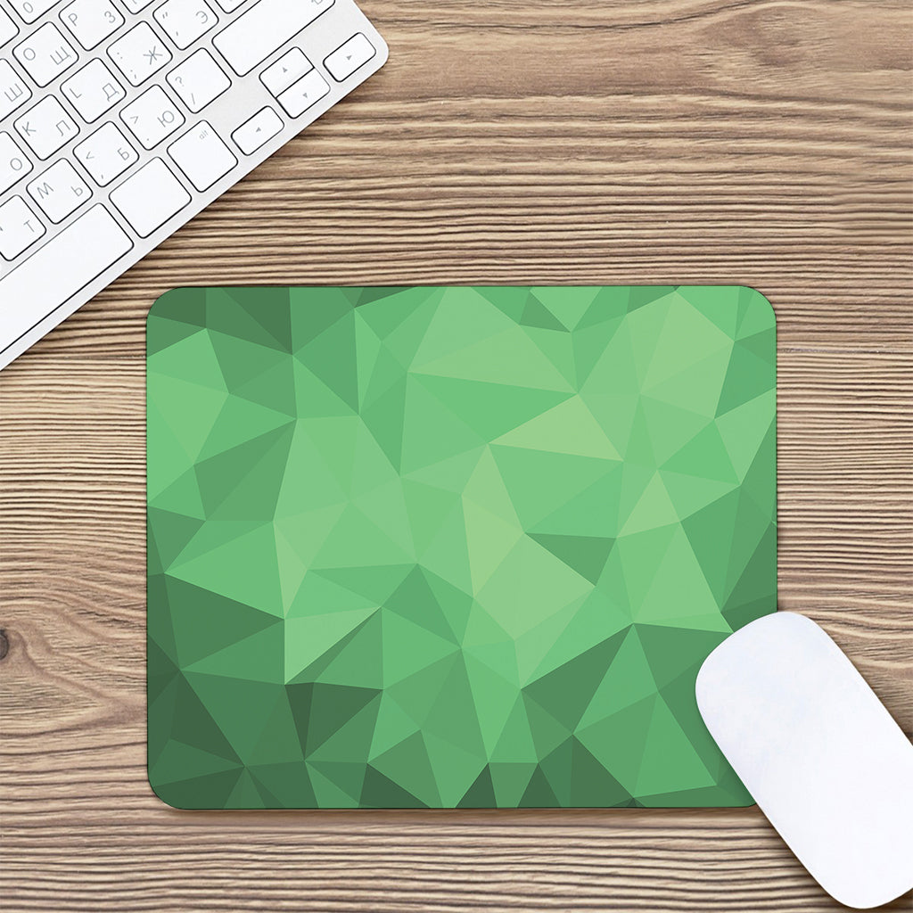 Green Polygonal Geometric Print Mouse Pad
